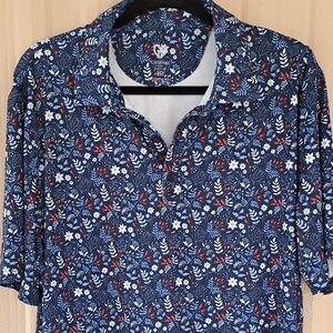 Graham Luxe Blue and Red Floral Button Down Shirt.  Size XL